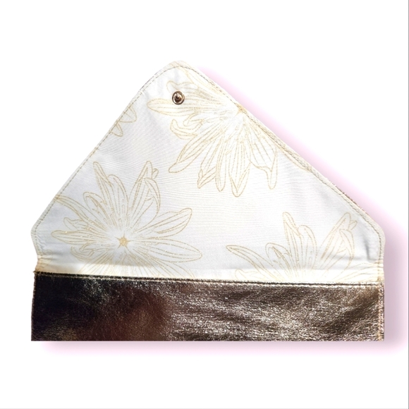 NWT Thierry Mugler Gold Metallic Vegan Pouch Clutch Envelope Purse Evening Bag - Picture 4 of 7